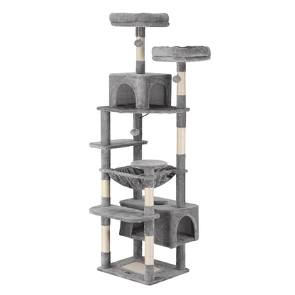 i.Pet Cat Tree 184cm Tower Scratching Post Trees Scratcher Condo House Light Grey