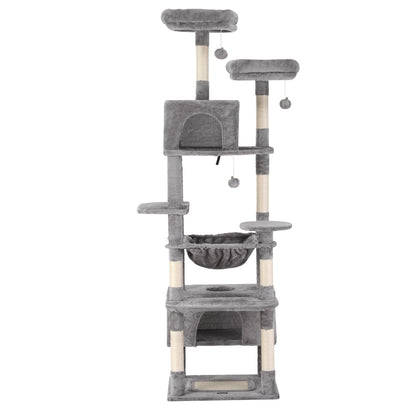 i.Pet Cat Tree 184cm Tower Scratching Post Trees Scratcher Condo House Light Grey