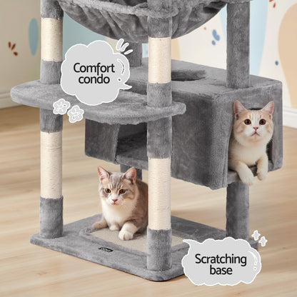 i.Pet Cat Tree 184cm Tower Scratching Post Trees Scratcher Condo House Light Grey