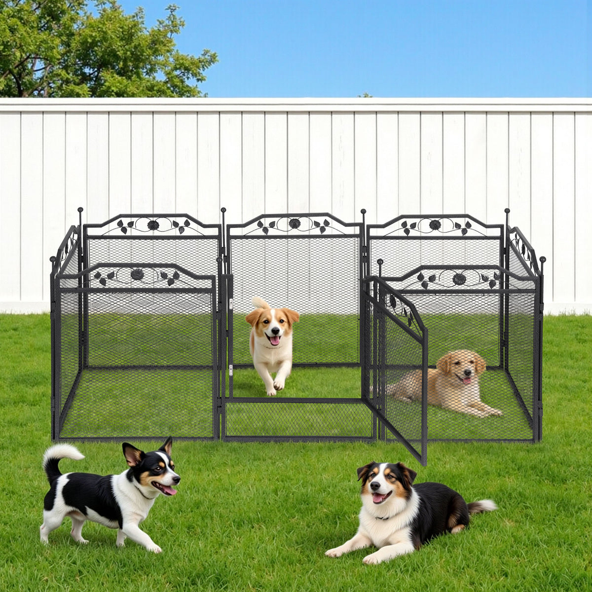 i.Pet Pet Dog Playpen Heavy-Duty Enclosure Multi-Configuration Indoor Outdoor Black