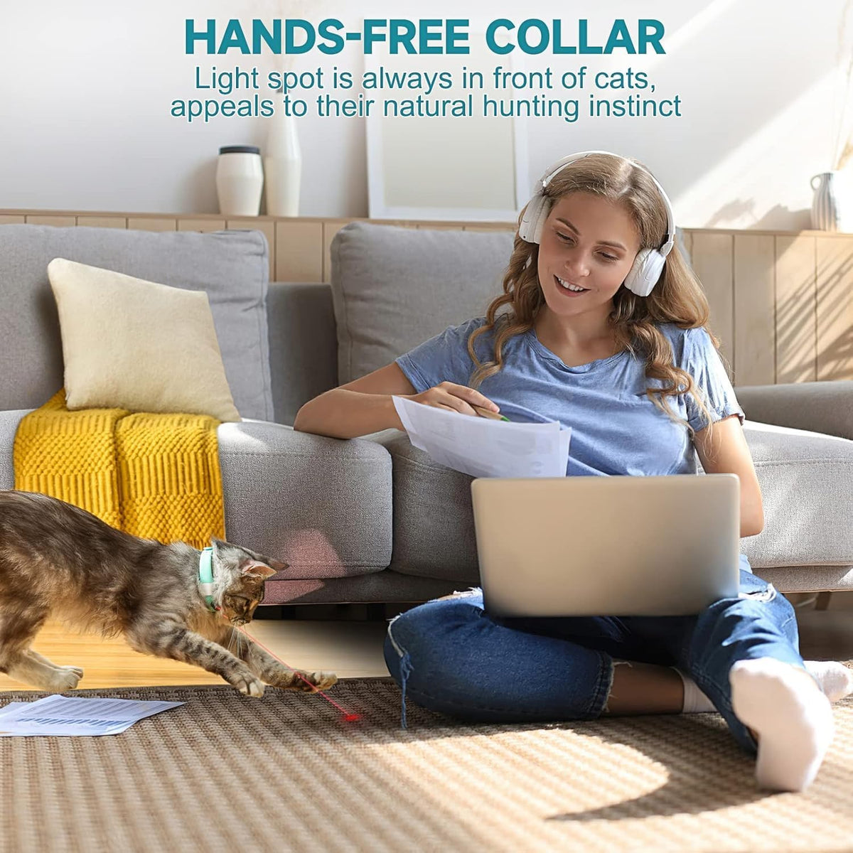 Automatic Laser Cat Collar Toy: Rechargeable Interactive Red Light Toy for Australian Indoor Cats & Kittens