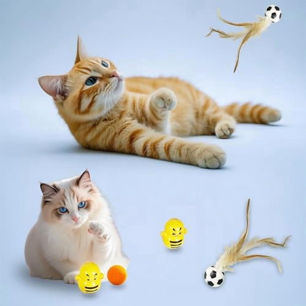 21-Piece Cat Toys Set,Interactive Tunnel,Balls,Mice,Feather Wands,Catnip Toys(Rainbow Cat Tunnel)