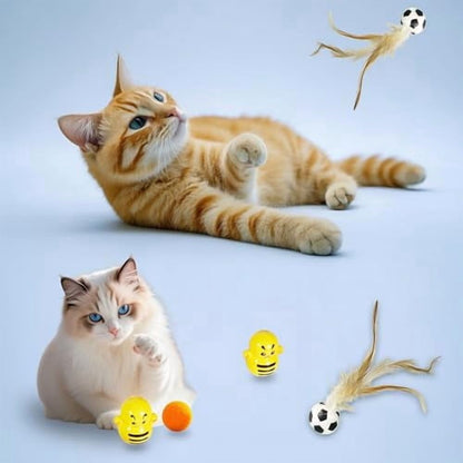 21-Piece Cat Toys Set,Interactive Tunnel,Balls,Mice,Feather Wands,Catnip Toys(Rainbow Cat Tunnel)