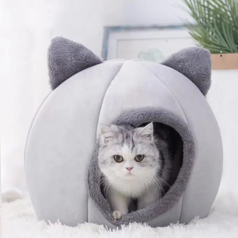 2024 Cat House Bed Soft Washable Grey 36cm