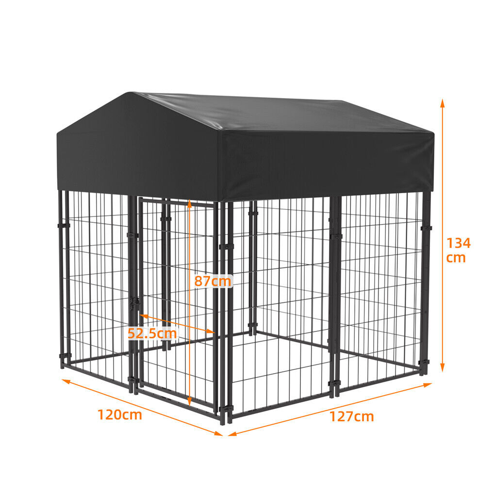 Outdoor Dog Kennel XS Pet Cage with Roof & Cover 127x120x134cm