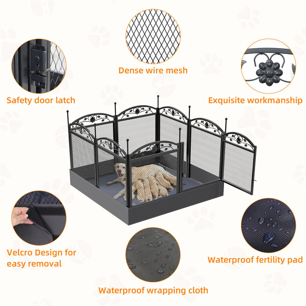 HeavyDuty Metal Dog Playpen w/ Waterproof Border