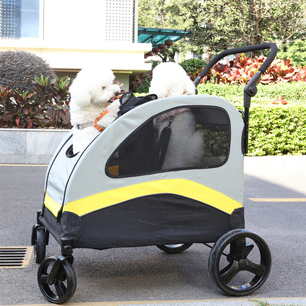 Dog Stroller w/ Divider, Foldable Pet Cart