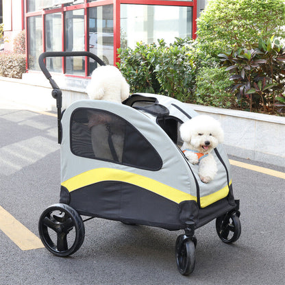 Dog Stroller w/ Divider, Foldable Pet Cart