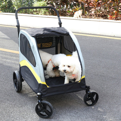 Dog Stroller w/ Divider, Foldable Pet Cart
