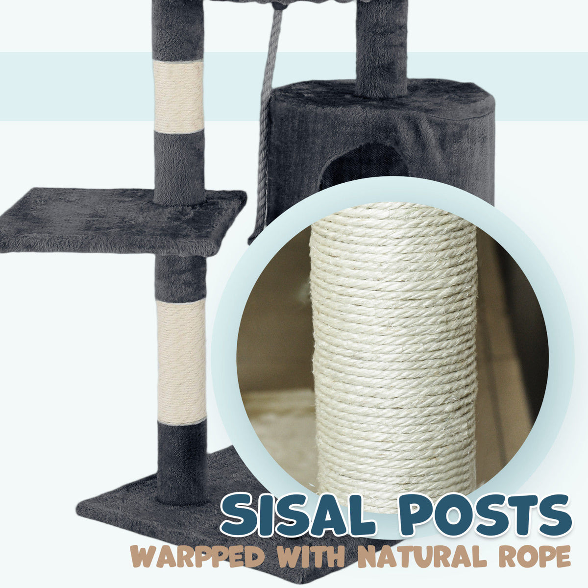 Cat Tower Tree Scratching Post Dark Grey Condo 112cm