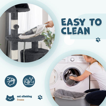 Cat Tower Tree Scratching Post Dark Grey Condo 112cm