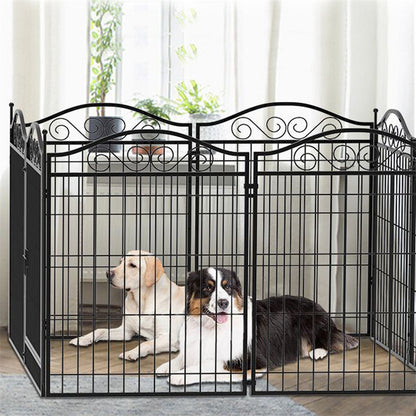 8 Panel Pet Playpen Gate Extension w/ Lockable Door