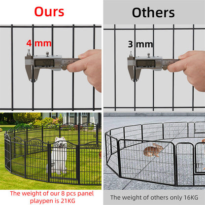 8 Panel Pet Playpen Gate Extension w/ Lockable Door