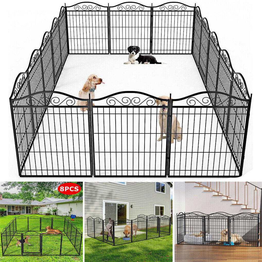8 Panel Pet Playpen Gate Extension w/ Lockable Door