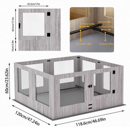 Large Dog Indoor Whelping Box, Tempered Glass & MDF