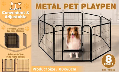 Pet Dog Playpen Puppy Exercise Cage Enclosure Fence Metal Outdoor 8 Panel