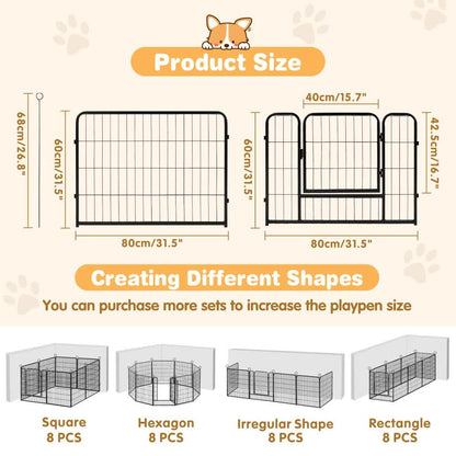 Pet Dog Playpen Puppy Exercise Cage Enclosure Fence Metal Outdoor 8 Panel