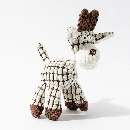 3pcs White Goofy Plush Donkey Squeaky Dog Toy - Large Interactive Chew & Cuddle Buddy