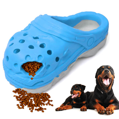 Size L Blue Tough Slipper Dog Chew Toy - Natural Rubber Treat Dispenser & Teeth Cleaner for Interactive Play & Boredom Relief