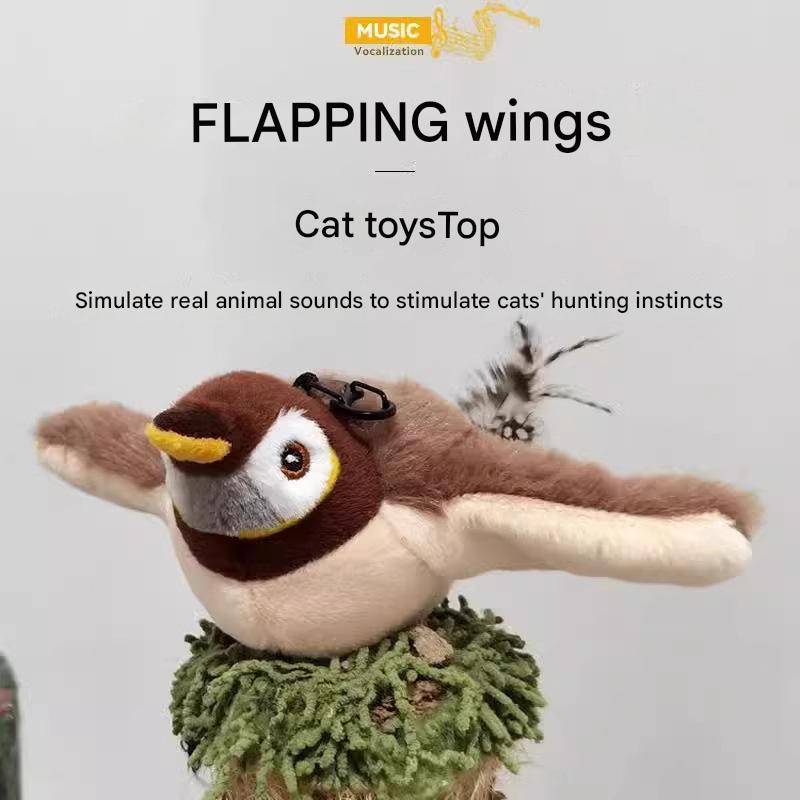 Interactive Flapping Wing Bird Toy for Cats & Dogs,Motion Activated with Sound(Bondi Blue Bird)
