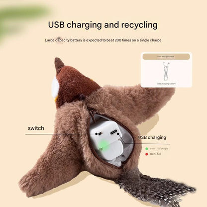 Interactive Flapping Wing Bird Toy for Cats & Dogs,Motion Activated with Sound(Fat Golden Bird)