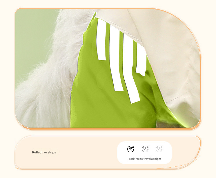 Colorblock (White Green) Dog Raincoat - Waterproof with Hood and Reflective Strips (Size L)