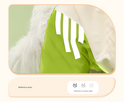 Colorblock (White Green) Dog Raincoat - Waterproof with Hood and Reflective Strips (Size XL)