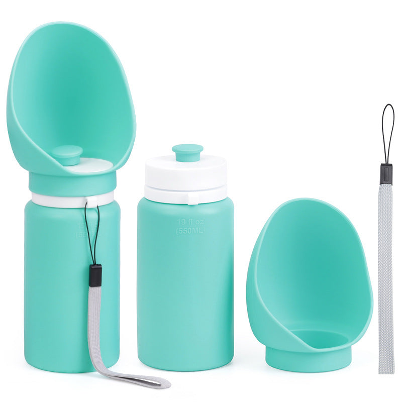 Green Portable Pet Dog Water Bottle 550ml - Foldable Food-Grade Silicone Travel Drinker with Leak-Proof Dispenser