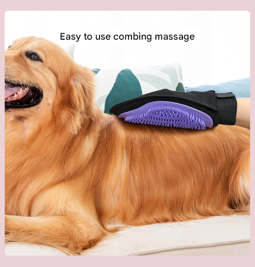 Purple 3-Pack Gentle Pet Grooming Glove - Deshedding, Bathing & Massage Mitt for Dogs & Cats, Breathable & Adjustable