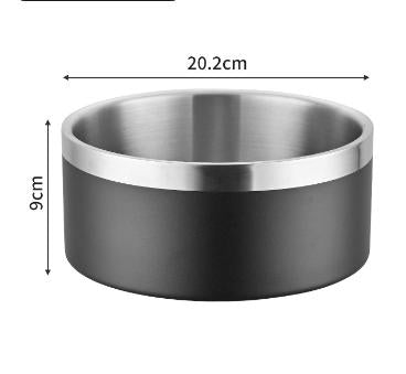 Black and Silver Premium 304 Stainless Steel Pet Bowl (64oz) - Non-Slip, Anti-Tip Food & Water Dish for Dogs & Cats - Durable & Easy Clean