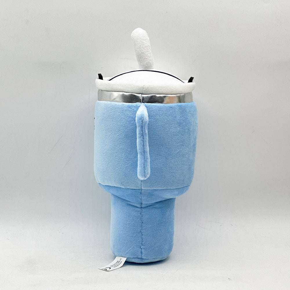 Blue Plush Travel Mug Squeaky Dog Toy - Soft Polyester Chew Toy for Boredom Relief & Interactive Fun - 31cm