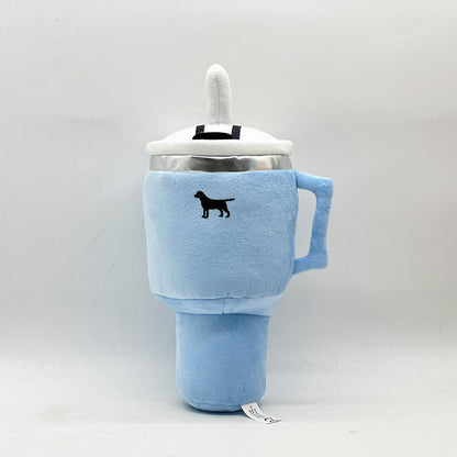 Pink Plush Travel Mug Squeaky Dog Toy - Soft Polyester Chew Toy for Boredom Relief & Interactive Fun - 31cm