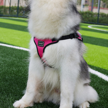 Size L Black and Pink Ultimate Dog Harness Vest with Backpack - Padded, Reflective & Adjustable for Medium to Large Breeds