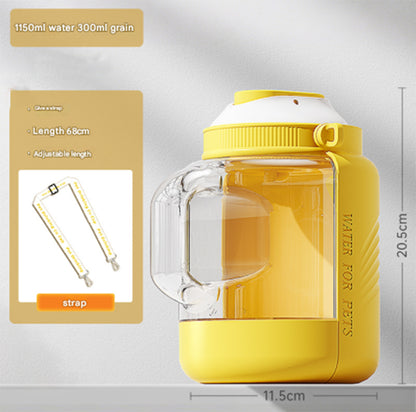 Yellow Large Capacity 2-in-1 Pet Travel Water & Food Bottle Dispenser - Portable Outdoor Dog Feeder with Shoulder Strap
