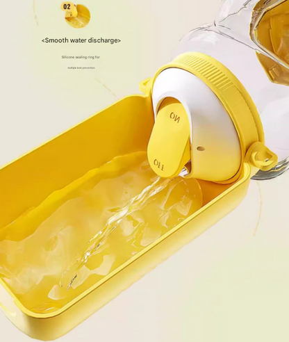 Yellow Large Capacity 2-in-1 Pet Travel Water & Food Bottle Dispenser - Portable Outdoor Dog Feeder with Shoulder Strap