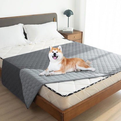 Grey 2-Sided Waterproof Pet Sofa Cover - Dog Bed Protector Blanket for Furniture, Couches & Car Seats (170x200cm, Machine Washable)