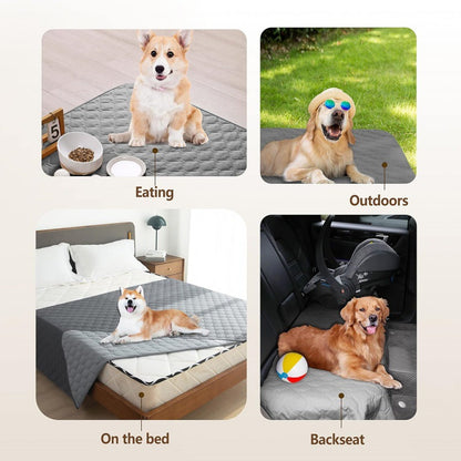 Grey 2-Sided Waterproof Pet Sofa Cover - Dog Bed Protector Blanket for Furniture, Couches & Car Seats (200x200cm, Machine Washable)