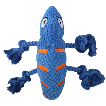 2 Pcs Red Interactive Plush Chameleon Dog Toy with Squeaker & Rope Legs - Durable Chew Toy for Medium/Large Dogs, Teeth Cleaning Texture, Machine Washable (10.2in)