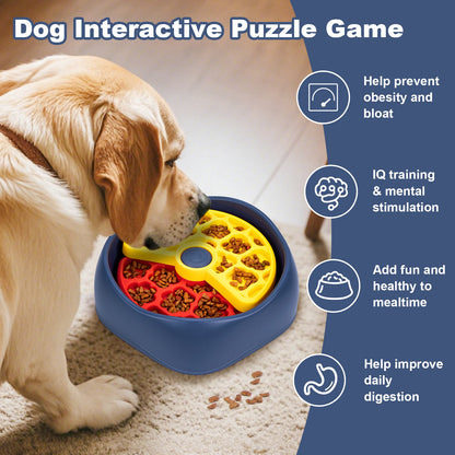 Red,Yellow and Blue Interactive Dog Puzzle Feeder Bowl - Slow Eating & Mental Stimulation Toy for Small Medium Breeds