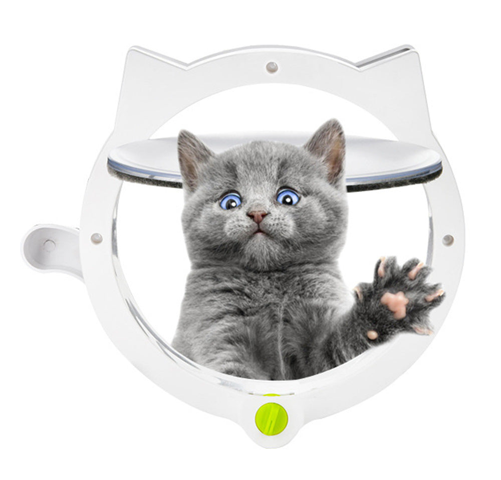 White 4-Way Locking Cat Flap Door - Pet Entry Portal for Interior Doors, Walls & Cabinets