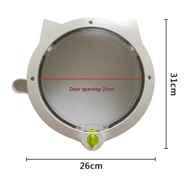 White 4-Way Locking Cat Flap Door - Pet Entry Portal for Interior Doors, Walls & Cabinets