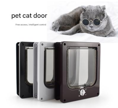 Size M White 4-Way Locking Pet Flap Door for Cats and Small Dogs - Weatherproof Magnetic Cat Door