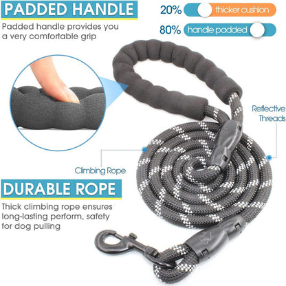 Blue 3-in-1 Tangle-Free Dog Leash for 1-3 Dogs - Heavy Duty Bungee Coupler with Reflective Stitching & Padded Handle