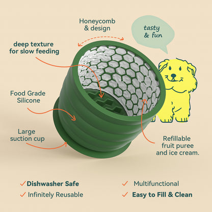 Yellow Large Anti-Choke Slow Feeder Dog Bowl - Non-Slip, Spill-Resistant Pet Feeding Dish