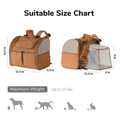 Grey Expandable Breathable Outdoor Portable Large Space Cat Backpack - Pet Carrier for Cats and Dogs