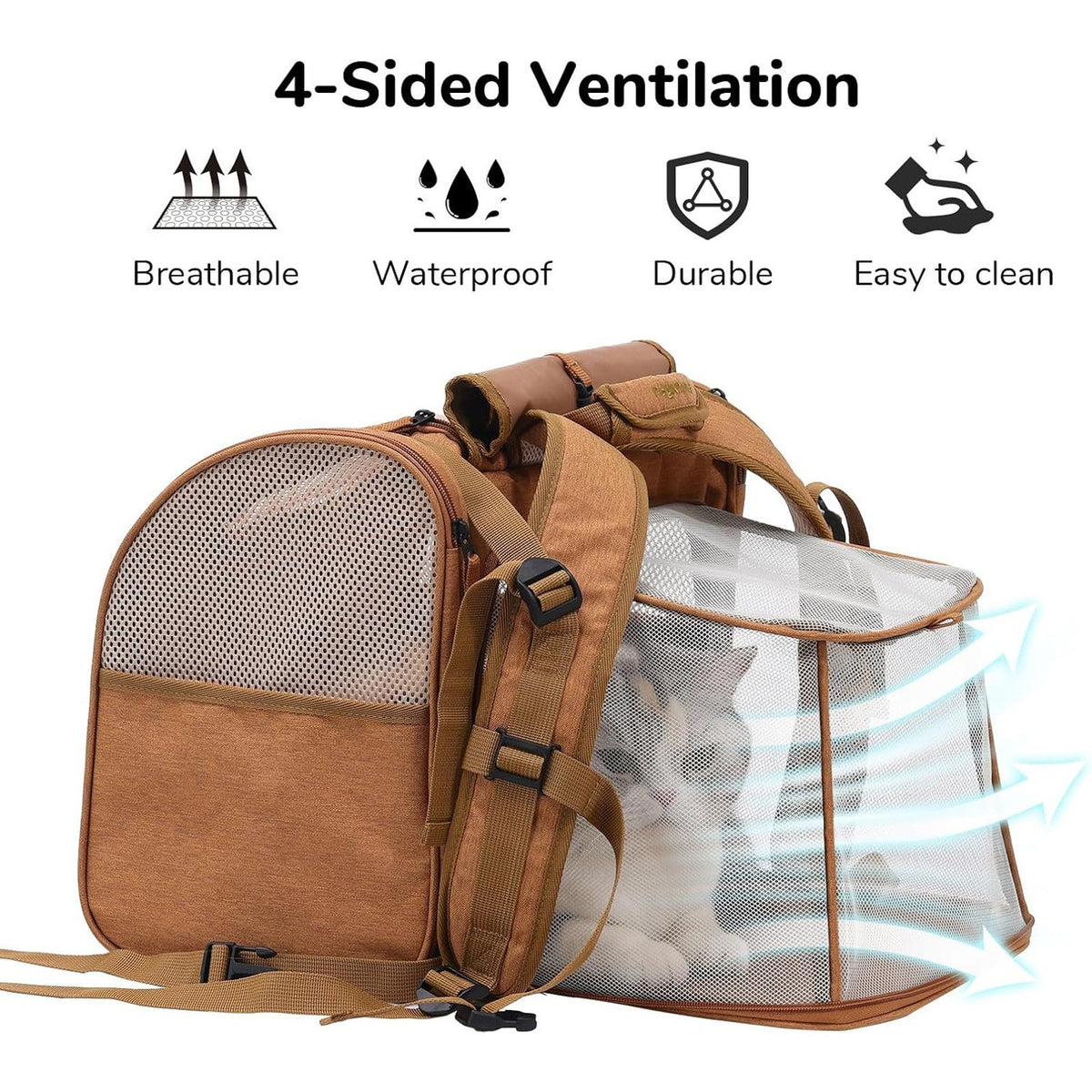 Grey Expandable Breathable Outdoor Portable Large Space Cat Backpack - Pet Carrier for Cats and Dogs