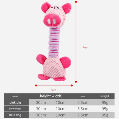 2-Piece Brown Long Neck Plush Dog Toy - Interactive Chew & Cuddle Toy for Puppies