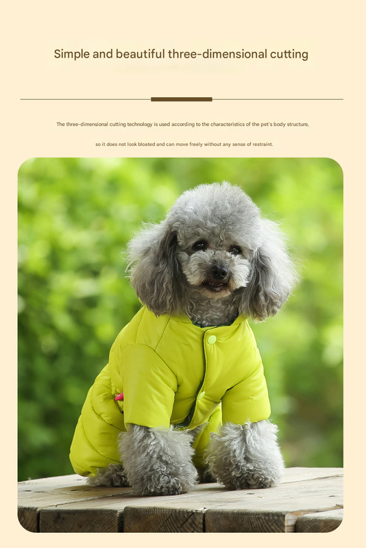 Turmeric Warm Puffer Dog Coat - Waterproof Four-Legged Winter Jumpsuit for Small Dogs