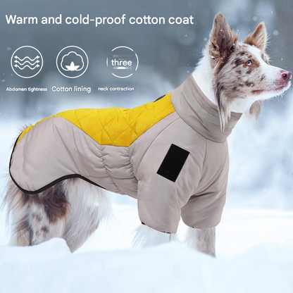 Greyish yellow Reflective Winter Dog Coat - Waterproof Puffer Vest with Harness D-Ring for Outdoor Walks(6XL)