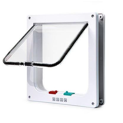 Secure 4-Way Locking Pet Door for Cats & Small Dogs - Easy Access Flap for Doors, Walls & Glass(Size L)